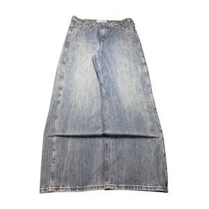 Staud x Wrangler Loose Fit Jeans Women 31x32 Mid Blue Wide Leg 100% Cotton